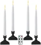 612 Vermont Battery Operated LED Window Candles with Timer, Remote Control, Warm White Flicker or Steady On, VTR1660A-4 (Pack of 4, Antique Bronze)