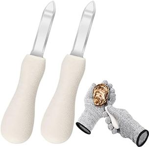 Nonley Oyster Shucking Knife, 2 Pack Oyster Knife Shucker Set with Professional Grade Cut Resistant Gloves, Oyster Shucker Clam Knife, Seafood Opener Seafood Tools