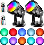 Tongue feast Led Spotlights Indoor, Christmas 6W RGBW Indoor Lighting Floor spotlights with Remote, 16 Color Changing Lights Accent Lighting Plant Picture Artwork, Foot Switch, 6 FT Cord