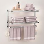 DDS-DUDES 3-Tier Towel Racks for Bathroom with Towel Bars Multilayer Hotel Towel Shelf Stainless Steel Wall-Mounted Brushed Finish Holder with Towel Shelves 23.6 Inches