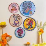 RITUALISTIC Gondh Art Wall Plates Set of 5 | Wall Decor | Wall Arts for Home decoration, Living Room, Bedroom, Office Decor | Aesthetic Room Decor Items | Show Pieces For Home Decor