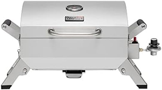 Grills House Stainless Steel Portable Grill with Two Handles and Travel Locks, Tabletop Propane Gas Grill with Folding Legs, 10000 BTU, for Picnic Cookout, GT2001, Silver