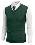 COOFANDY Men Casual Slim Fit Sweater Vest Sleeveless Vest V-Neck Knit Vest Green