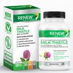 Renew Actives Milk Thistle Capsules - 175mg Organic Seed Extract for Liver Health - Concentrated Silymarin Formula - 120 Veggie Capsules