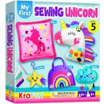 KRAFUN My First Unicorn Kids Sewing kit, Beginner Arts & Crafts, Make 5 Cute Projects with Plush Stuffed Animal, Pillow, Mobile, Keyring and Bag, Instructions & Felt for Learn Sewing, Embroidery