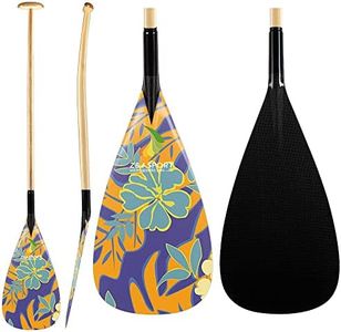 Z&J SPORT Outrigger Canoe Paddle Wooden Shaft, Tahiti Style Hybrid OC Paddle with Graphics Carbon Blade, Durable OC Paddle for Waka AMA, va’a, Bent Shaft & 12 Degree Blade (HM568,47")