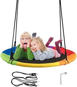 HONEY JOY 40’’ Kids Flying Saucer Tree Swing, Safe and Sturdy Swing for Children w/Adjustable Ropes, Indoor and Outdoor Play Set Swing with Easy Assembly, Ideal for Tree, Park, Backyard, Playroom