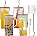 ALINK 4-Pack Glass Cups with Bamboo