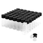 4ml Clear Glass Vials with Screw Caps and Plastic Stoppers, 1 Dram Small Liquid Sample Vial, Leak-Proof Vial, 50PCS