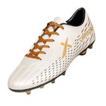 Vector X Carbon-X Men's Soccer Shoes Synthetic Leather/TPU Sole Material Athletic Soccer for Youth Boys Football Shoes Unisex (Pearl White-Gold, Size-5)