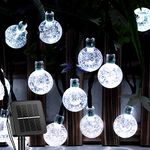 Solar String Lights Outdoor 60 Led 35.6 Ft Crystal Globe Lights with 8 Lighting Modes, Waterproof Solar Powered Patio Lights for Garden Yard porch Wedding Party Decor (Pure White)