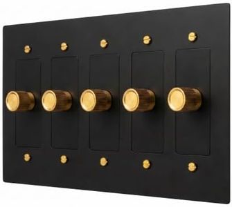 Brass 3 Way Rotary Dimmer Switch - 120V AC - Solid Brass Wall Plate for LED Bulbs - Rotary Dimmer with Knurled Knob - UL Listed Flicker-Free Dimming | Vintage Style Light Control for Home Decor