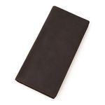 Men's Leather Long Wallet with Zipper Pocket Vintage Bifold Checkbook Purse (Brown 4)