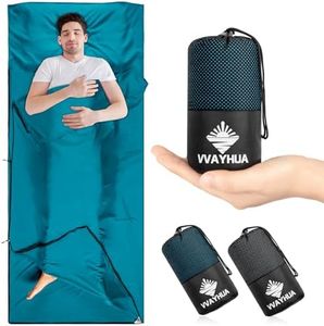 VVAYHUA Satin Sleeping Bag Liner, Ultralight Portable Travel Sheets for Hotel with Two Way Zippers, Silky Camping Sheets & Adult Sleep Sack for Backpacking Hiking Business Trips (Blue)