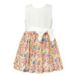 Richie House Girls' Dress with Flower Printed Bottom Skirt RH1657-A-4/5 White