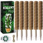 Moss Pole 173cm 68 Inch, 6 Pack Moss Pole for Monstera, 40cm Coir Totem Pole for Climbing Plants Support Extension Indoor Moss Sticks for Plants Monstera Pole with 65 Feet Garden Twist Tie