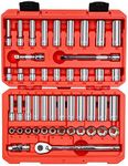 TEKTON 3/8-Inch Drive 6-Point Socket & Ratchet Set, Inch/Metric, 5/16-Inch - 3/4-Inch, 8 mm - 19 mm, 47-Piece (Case) | SKT15301