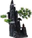 AnRui Aquarium Rock Decorations Large and Tall Mountain View Stone Ornament Betta Fish Tank Accessories Decor with Small Tree for Aquatic Pets Hiding Play and Rest