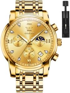OLEVS Orologi da uomo impermeabili in acciaio inossidabile impermeabile cronografo orologi da polso di lusso luminoso grande quadrante analogico al quarzo orologi maschili, 2858: tutto Oro