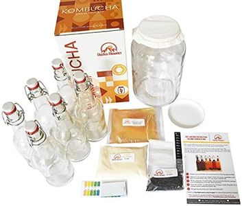 Bucha Brewers Deluxe Kombucha Starter Kit with Kombucha SCOBY & Starter Tea, Full Kombucha Kit with Bottles Swing Top Glass Bottles Kombucha Brewing Kit + 6 Bottles to Flavor Kombucha (Clear Bottles)