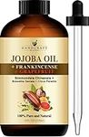 Handcraft Blends Jojoba Oil with Frankincense Oil and Grapefruit Oil for Skin, Face, and Hair - Deeply Moisturizing for Skin - Massage Oil for Aromatherapy with Glass Bottle and Dropper - 4 Fl Oz