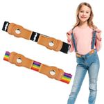 SNOWIE SOFT® 2Pcs Belt for Kids Adjustable Waist Belt Stretch Kids Belt for Boys Girls, Buckle Free Webbing Nylon Jeans Belt with Snap Fashion Latest Print Waist Belt for Child Toddler (Black&Rainbow)