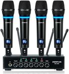 ZERFUN Rechargeable Wireless Microphone System 4 Channel Pro, UHF Metal Handheld Wireless Mics Cordless for Church Karaoke Singing with Bluetooth Echo Volume Control, 4x50 Frequency(MU-898)
