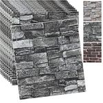 10PCS 3D Wall Panels Peel and Stick 3D Brick Wallpaper Peel and Stick Faux Stone Wall Panel Foam Brick Self-Adhesive Wallpaper (Black,10pcs)