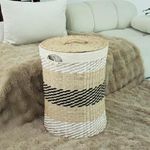 Furnnylane Hand-Woven Wicker Laundry Basket with Lid, 20 Gal (75 L) Large Laundry Hamper with Removable Liner for Laundry Room and Home Decor, Artisan Multicolor (21"H x 15.7"D)