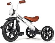 KRIDDO Kids Tricycles Age 2 Years to 5 Years, 12 Inch Puncture Free Rubber Wheel w Front Light, Adjustable Seat Height, Gift Toddler Tricycles for 2-5 Year Olds, Trikes for Toddlers, White