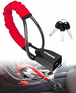 Tevlaphee Steering Wheel Lock Seat Belt Lock Universal Anti Theft Device Car Lock Theft Prevention with 3 Keys for Car Security Fit Most Vehicles Truck SUV Van(Red)