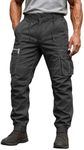 Febteebou Cargo Pants for Men Workout Joggers Stretch Sweatpants Hiking Drawstring Tactical Pants with Multi Pockets