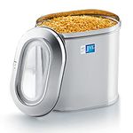 JVL Stainless Steel Kitchen Food Storage Container Capsule Tin with See-Through Lid for Dry Items - 19 Litres, Silver