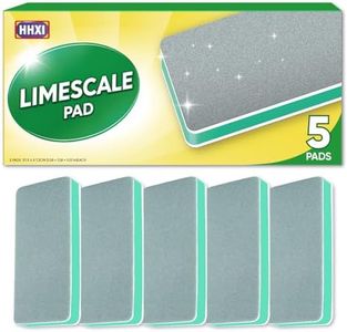 HHXI 5 Pack Limescale Pad, Dual Sided 600/3000 Grit Scrub & Polish Pad, EVA Green Silicone, Hard Water Stain Remover for Bathroom Faucet Tub Toilet Shower Glass