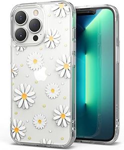 Ringke Fusion Design Compatible with iPhone 13 Pro Max Case, Transparent Hard Back with Floral Girls Women Design Panel Shockproof TPU Bumper Phone Cover - Daisy