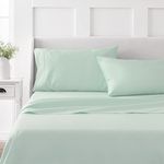 MARTHA STEWART 100% Cotton Queen Sheet Set - 4 Piece, Soft, Smooth, Durable, Easy Care, 16" Deep Pocket Sheets, Sateen Sheets, 1 Flat, 1 Fitted, 2 Pillowcases, Mint Green