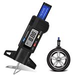 Focenat Digital Tire Tread Depth Gauge with Battery, 0-25.4mm LCD Display Tire Depth Gauge, Vernier Caliper Tyre Tread Gauge with Inch and mm Conversion for Cars Vans Trucks Motorcycles SUV Bus