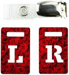 X-ray Markers with Carry-on Strap Radiography Tablet Markers Radiopaque L and R for Radiographer with Red Roses Floral Pattern Clip with Metal Poppers