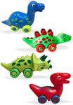 3 Bees and Me Dinosaur Car Toys for Toddlers | Dinosaurs with Wheels 4-in-1 Pack, Fun Party Toy, Play Set for Kids | Birthday Gift for Boys and Girls