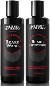 Beard Growth and Thickening Shampoo and Conditioner Set - Beard Care With Organic Beard Oil - Facial Hair Growth For Men - For Younger Looking Beard - Rapid Beard Growth (4 oz) - Made by USA