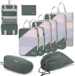 Gonex 10 Set Compression Packing Cubes for Travel, Expandable Mesh Packing Organizer for Travel Accessories Essentials with Toiletry Mesh Laundry Shoe Cable Underwear & Sock Bags for Suitcases, Gray