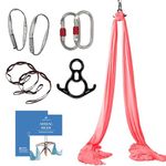 Aum Active Aerial Silks Equipment for Acrobatic Flying Dance, Aerial Yoga - Includes All Hardware, Fabric and Guide (Pink)