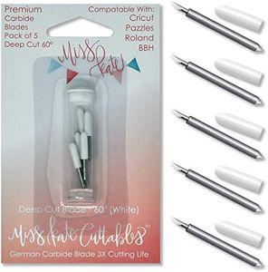 Carbide Blades for Cricut Explore Air 2 Vinyl Cutting Machines - Deep Cut 60 Degree - 5 Pack - Premium German Carbide - by Miss Kate Cuttables - Replacement Blade for Cricut Pazzles