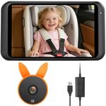 Babyvue USB Baby Car Camera: HD 1080P Easy Installation Carseat Rear Facing Infant Monitor with Clear Night Vision for New Parents Kids, 360 Degree Rotating Backseat Camera