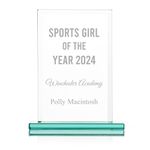 EIO Gifts Personalised 5 Inch Rectangular Glass Trophy/Award - Award for Employee of the Month, All Sports, Leadership, Retirement & Appreciation - Engraved With Your Own Custom Text.