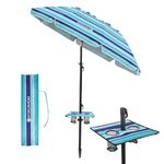 Beach Umbrellas For Sand Heavy Duty Wind, Portable Beach Umbrella UPF 50+ Windproof Outdoor Beach Umbrella with Sand Anchor, Tilt Pole, Carry Bag, Vent and Hook Lightweight