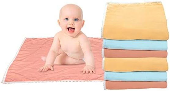 MOM CARE Cotton Urine Sheet for NewBorn Nappy Changing Mat Baby Bed Protector Super Soft Pure Cotton Sheet/Kantha/Gudris/Potra/Phaliya Pack of 3 Small Multicolor