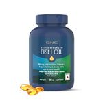 GNC Triple Strength Fish Oil 1500mg Omega-3 with 900mg EPA & DHA | 30 Softgels | For Heart, Healthy Cholesterol, Joint Comfort, Focus & Vision | Enteric-Coated for No Fishy Aftertaste |USA Formulated