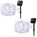 cshare Solar String Lights, 50 LEDs 2 Pack Powered Fairy Lights Outdoor 8 Modes 33 FT Solar Garden Lights,Waterproof for Yard,Pathway,Christmas Tree, Home, Wedding, Party Decorations(Cool White)