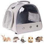 Small Animal Carrier Bag, Portable Guinea Pig Carrier for Hamster Cage, Bird Rat Guinea Pig Squirrel Carrier (Grey)